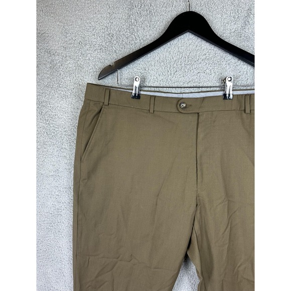 Ballin Pants Mens 42 Brown Super 120s Wool Dress Trousers Flat Front Made Canada